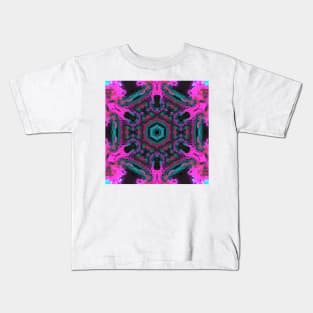 Psychedelic Hippie Flower Pink Black and Teal Kids T-Shirt